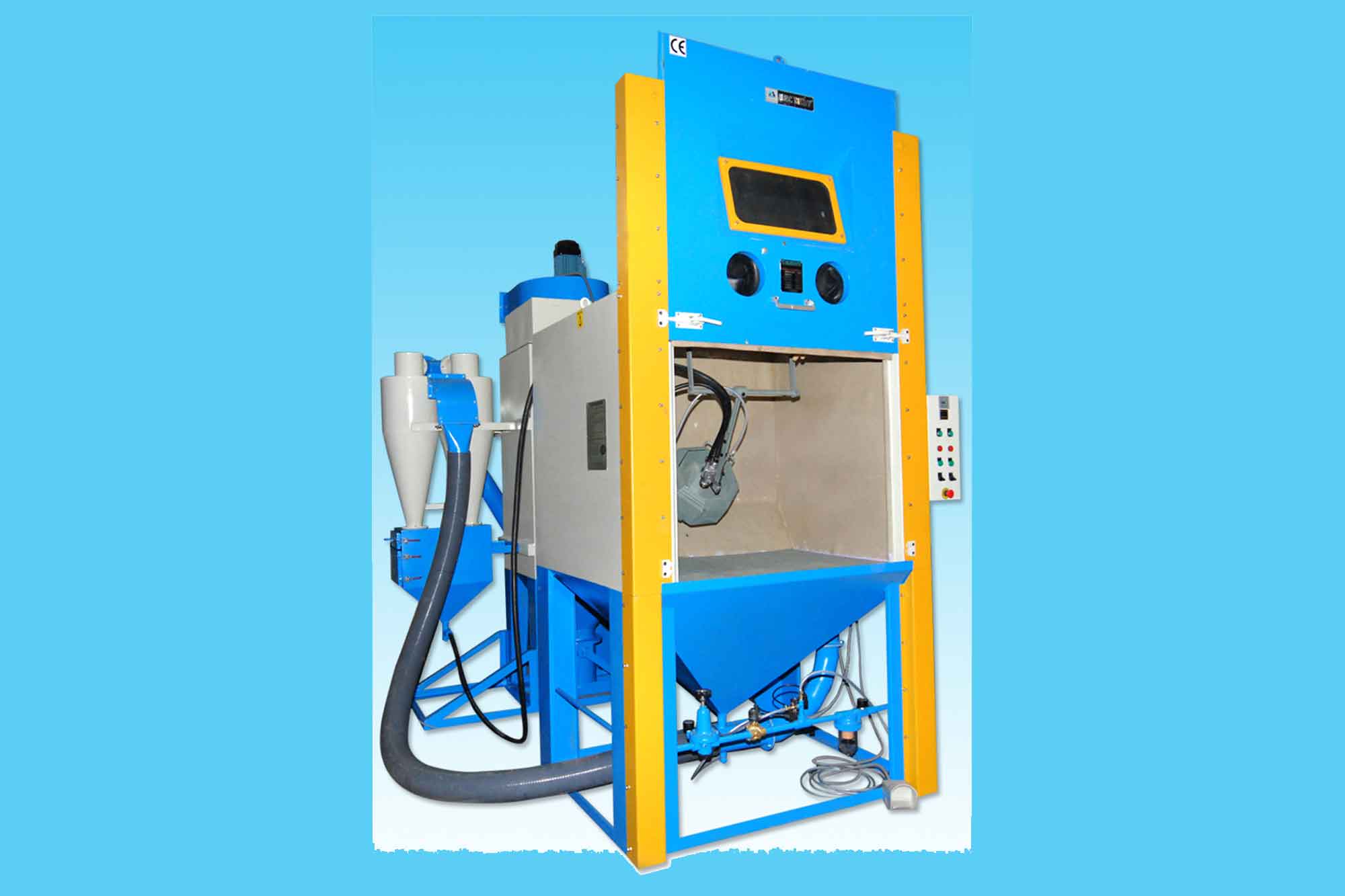 Shot blasting machine for locking fasteners