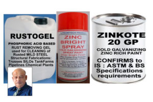 Product ranges for de-rusting application of cold galvanising paints