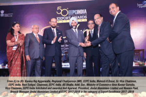 Jindal  Aluminium Limited wins National Award for Export Excellence 2017-2018 by EEPC