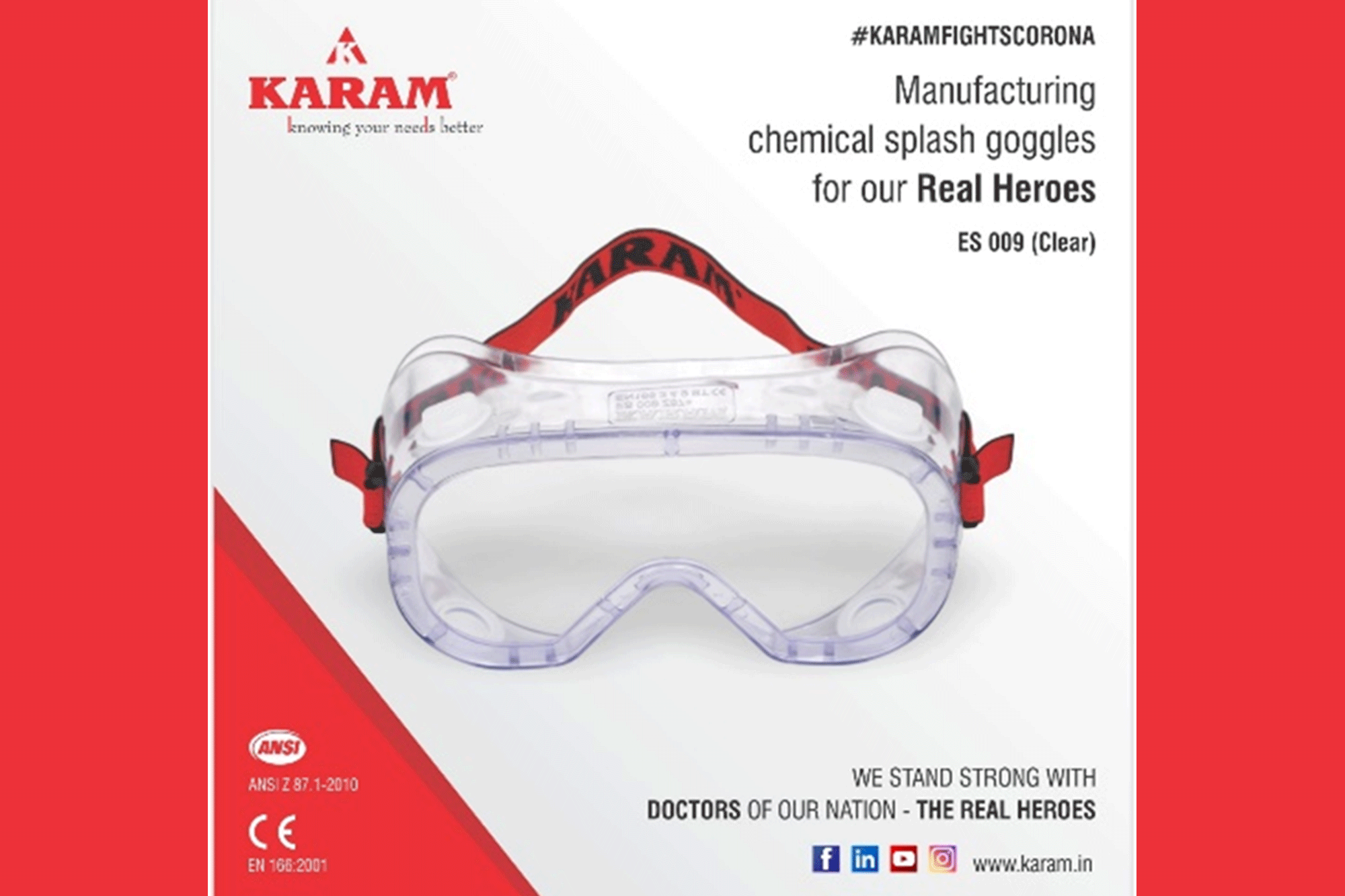 Karam Industries partners with the Government of India to manufacture protective eyewear amidst Covid-19