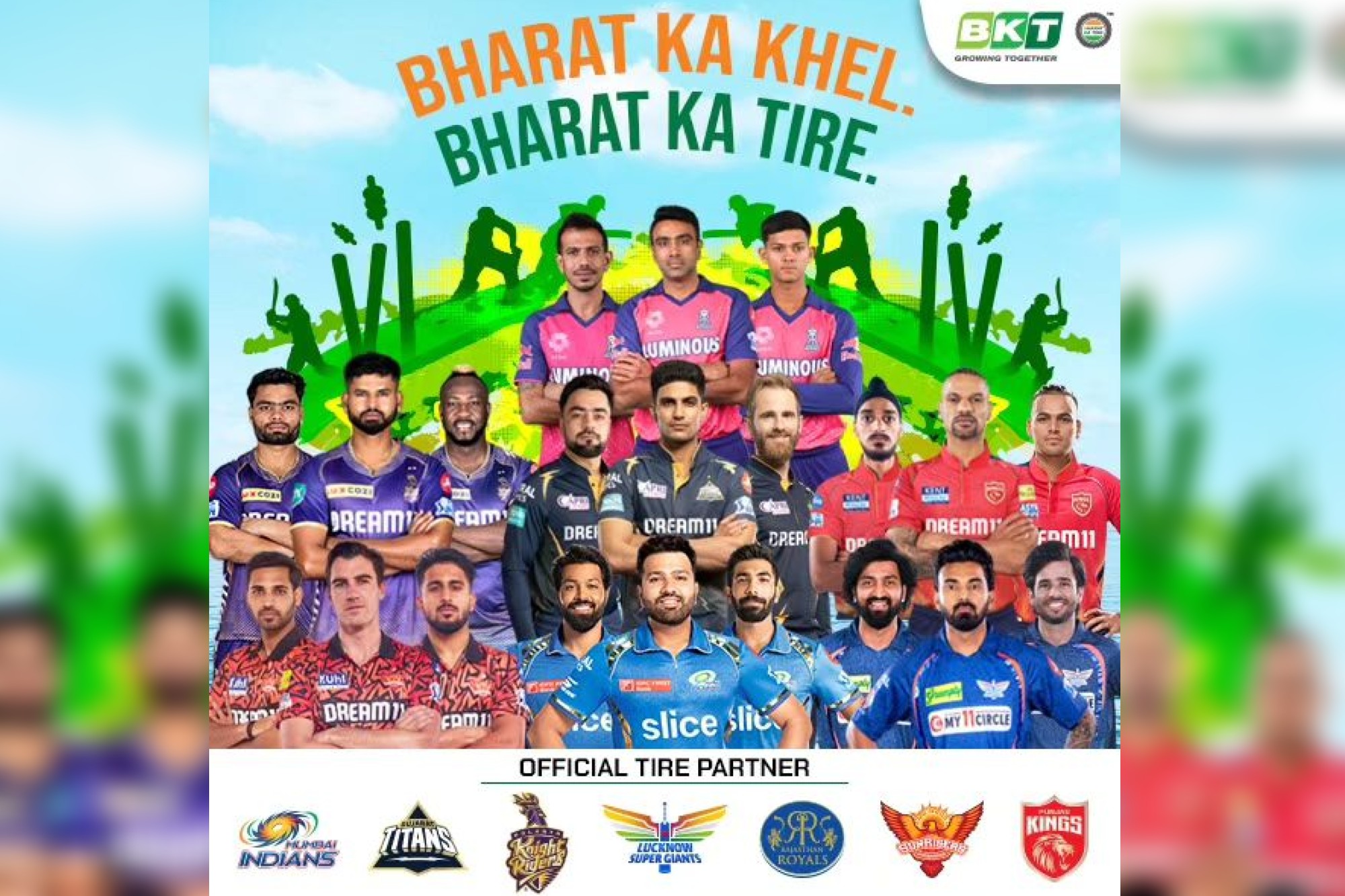 BKT Tires, an Indian multinational company and a global player in the Off-Highway tire market is pleased to announce its alignment with seven prestigious T20 cricket teams for the upcoming season of the highly anticipated T20 Cricket league.